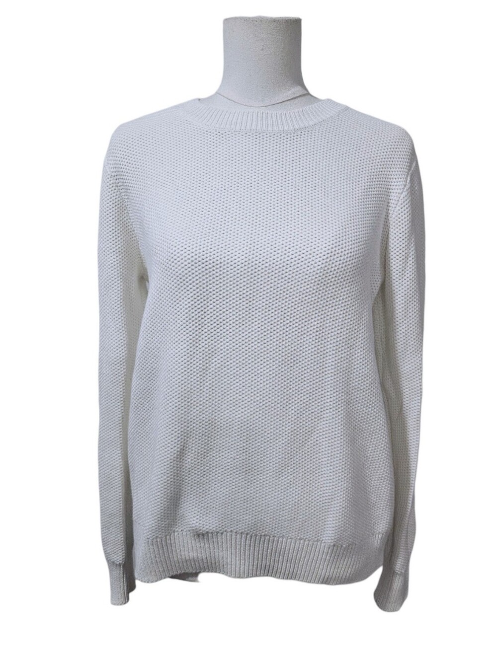 Sandro White Textured Crewneck Sweater Size M